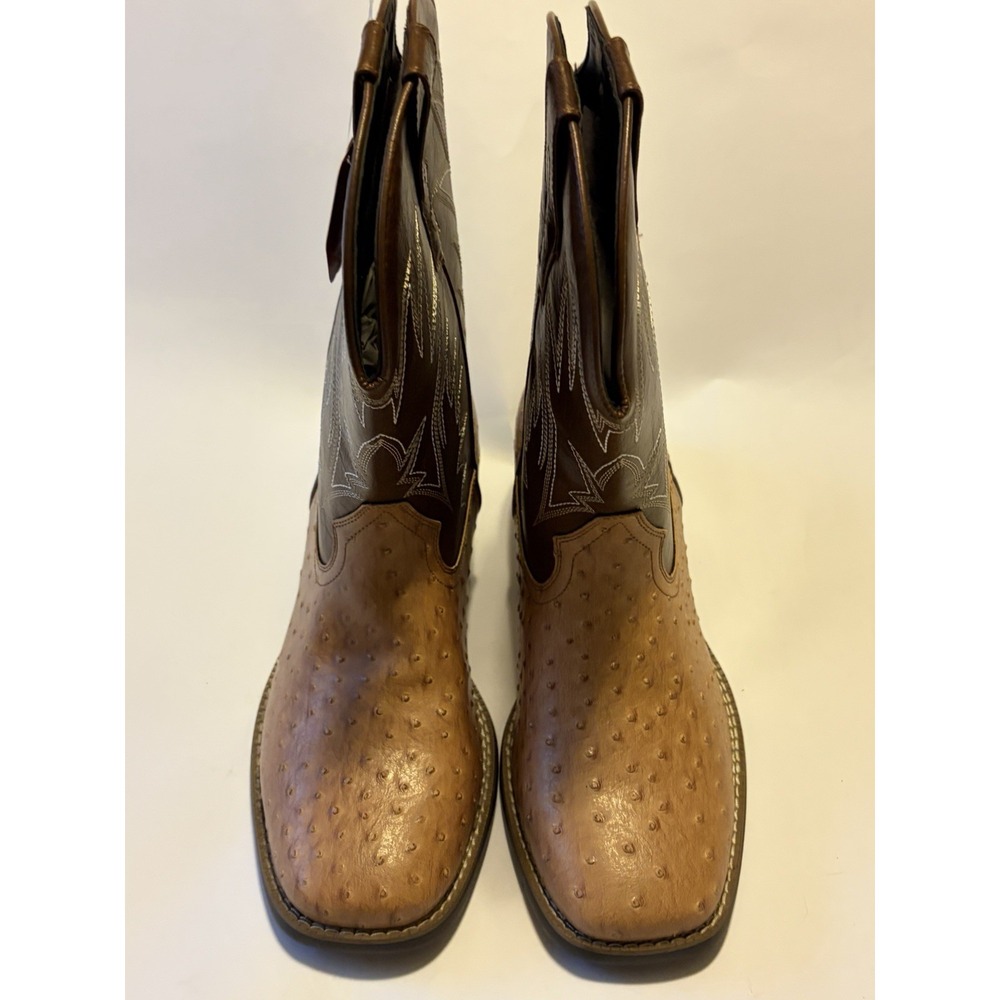 Cowboy Boots for Men Western Boots Men's Square Toe Chunky Heel 11 Brown/Black
